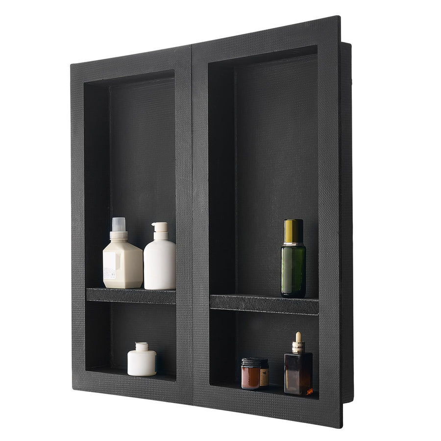 VEVOR Shower Niche 40.6 x 81.3 + 40.6 x 81.3 cm Recessed Wall Shelf Bathroom