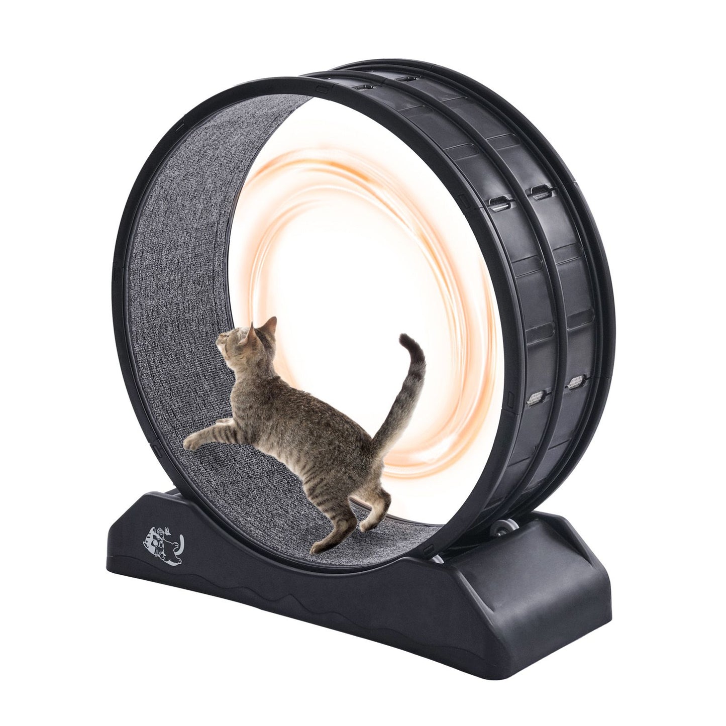 Cat Exercise Wheel, 31.5 in, Large Cat Running Wheel with Secure Brake & Carpeted Runway, Quiet Operation Cat Treadmill, Indoor Cats Exerciser Wheel for Pets Weight Loss & Health Black
