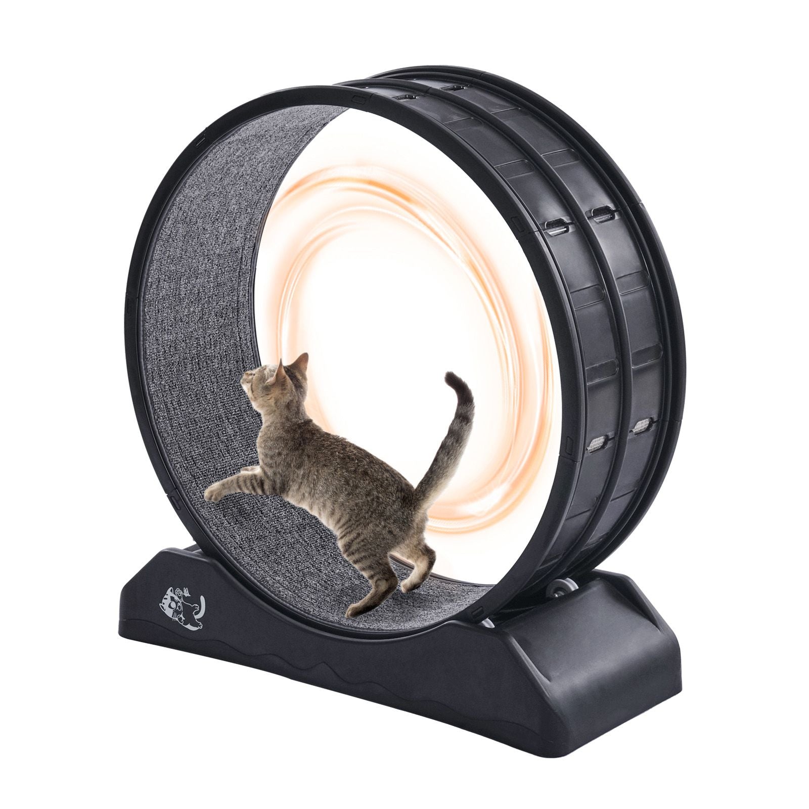 Cat Exercise Wheel, 31.5 in, Large Cat Running Wheel with Secure Brake & Carpeted Runway, Quiet Operation Cat Treadmill, Indoor Cats Exerciser Wheel for Pets Weight Loss & Health Black