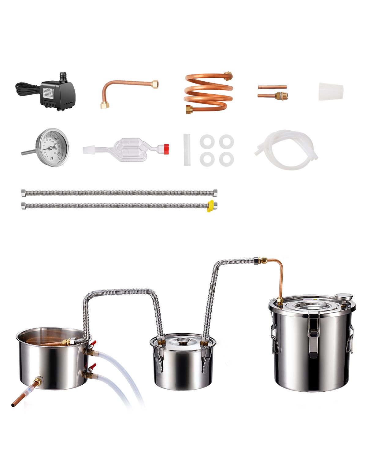 Moonshine Still Water Alcohol Distiller 3Gal w/Thumper Keg & 8W Water Pump