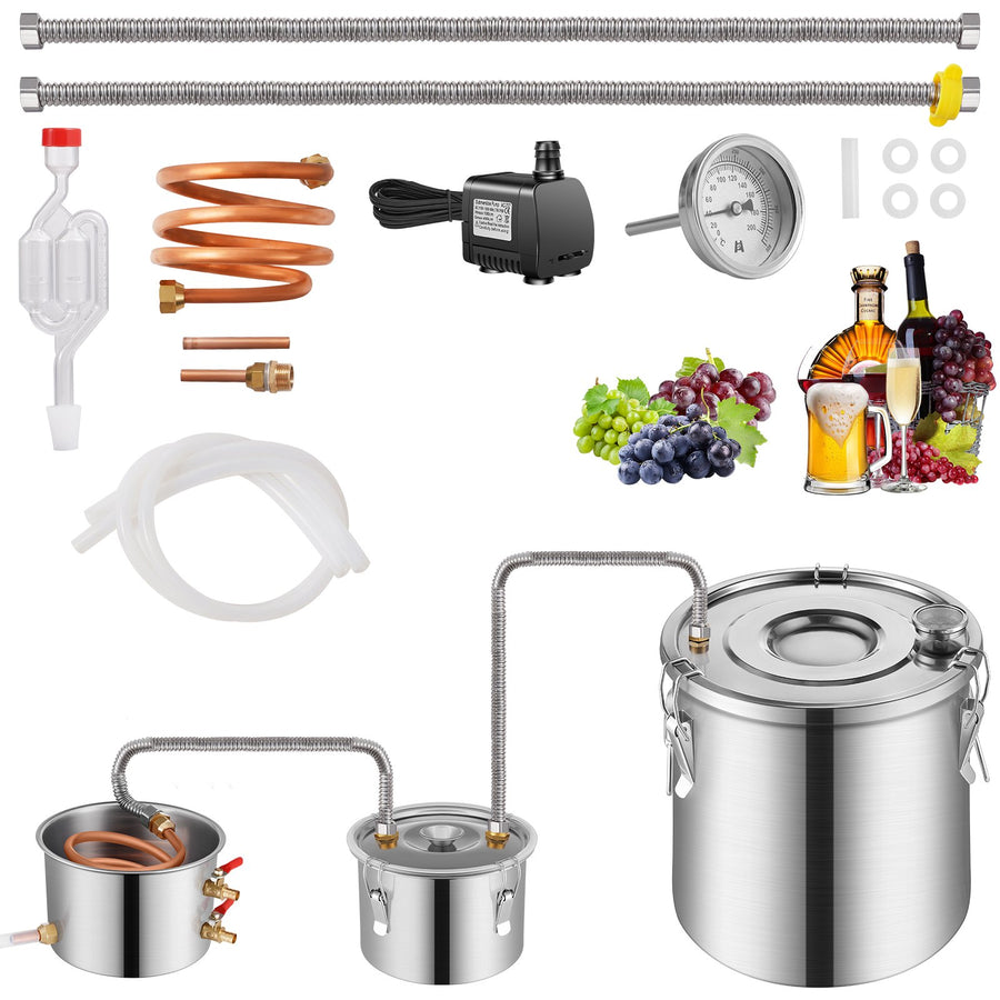 VEVOR Moonshine Still Water Alcohol Distiller 8Gal w/Thumper Keg & 8W Water Pump