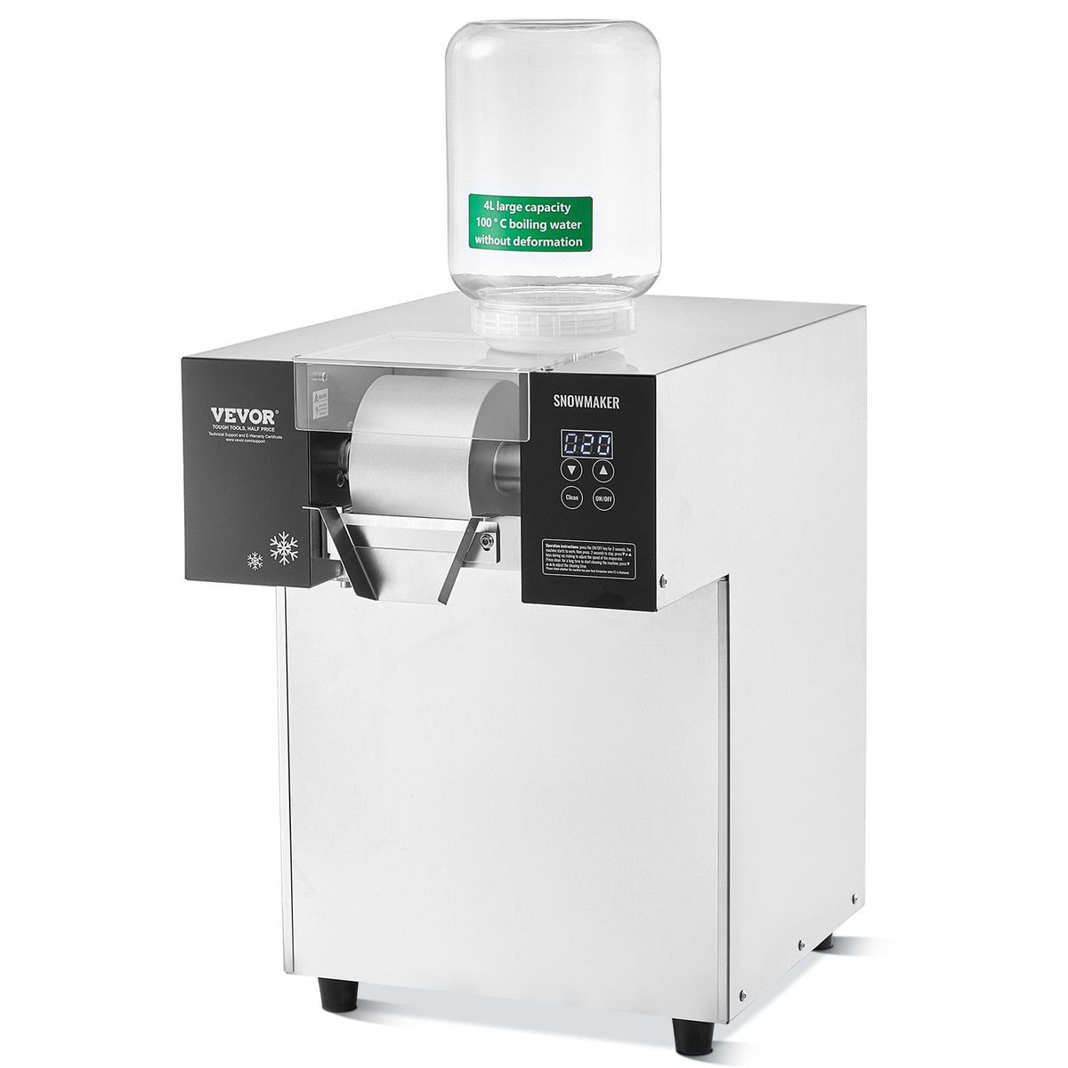 Commercial Snowflake Ice Machine, 385LBS/24H Snowflake Ice Maker, Stainless Steel Ice Shaver Machine, Electric Snow Cone Maker, Liquid Cooling System for Rapid Heat Dissipation, Ice Cream