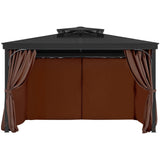 Gazebo Curtains Outdoor, Fit Most 2840 x 2840 x 2110 mm Gazebos, 4-Panel Sidewall Gazebo Privacy Curtains with Zippers, Outdoor Curtain Replacement for Patio Canopy, Only Curtain, Coffee