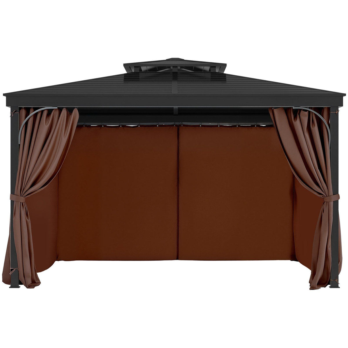 Gazebo Curtains Outdoor, Fit Most 2840 x 2840 x 2110 mm Gazebos, 4-Panel Sidewall Gazebo Privacy Curtains with Zippers, Outdoor Curtain Replacement for Patio Canopy, Only Curtain, Coffee