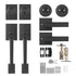Double Door Handle Set, Matte Black Square Door Lever, Heavy Duty Double Front Door Handle Set with Dummy, Double Door Lock Set with Reversible Handle Lever, for Front Door or Office Door