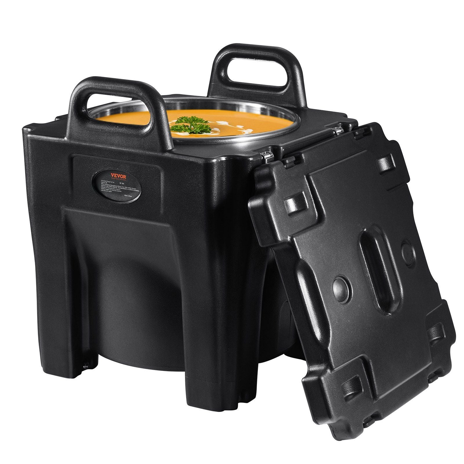 Insulated Food Carrier, 30L Capacity, Stackable Catering Hot Box with Stainless Steel Barrel, Top Load LLDPE Food Warmer with Integral Handles Buckles Stationary Base, for Restaurant Canteen, B