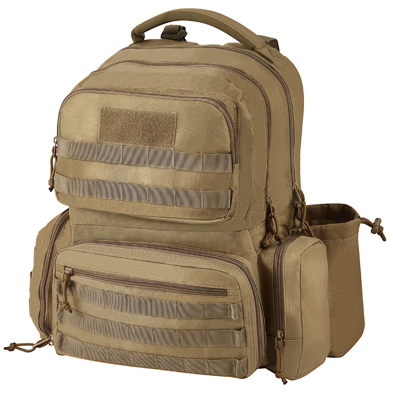 Tactical Range Backpack for 6 Pistols, Gun Backpack with 6 Independent Pistol Bags & 10 Magazines, Pistol Backpack for Outdoor Hunting Shooting, Range Bag for Handguns Lockable Zipper, Brown