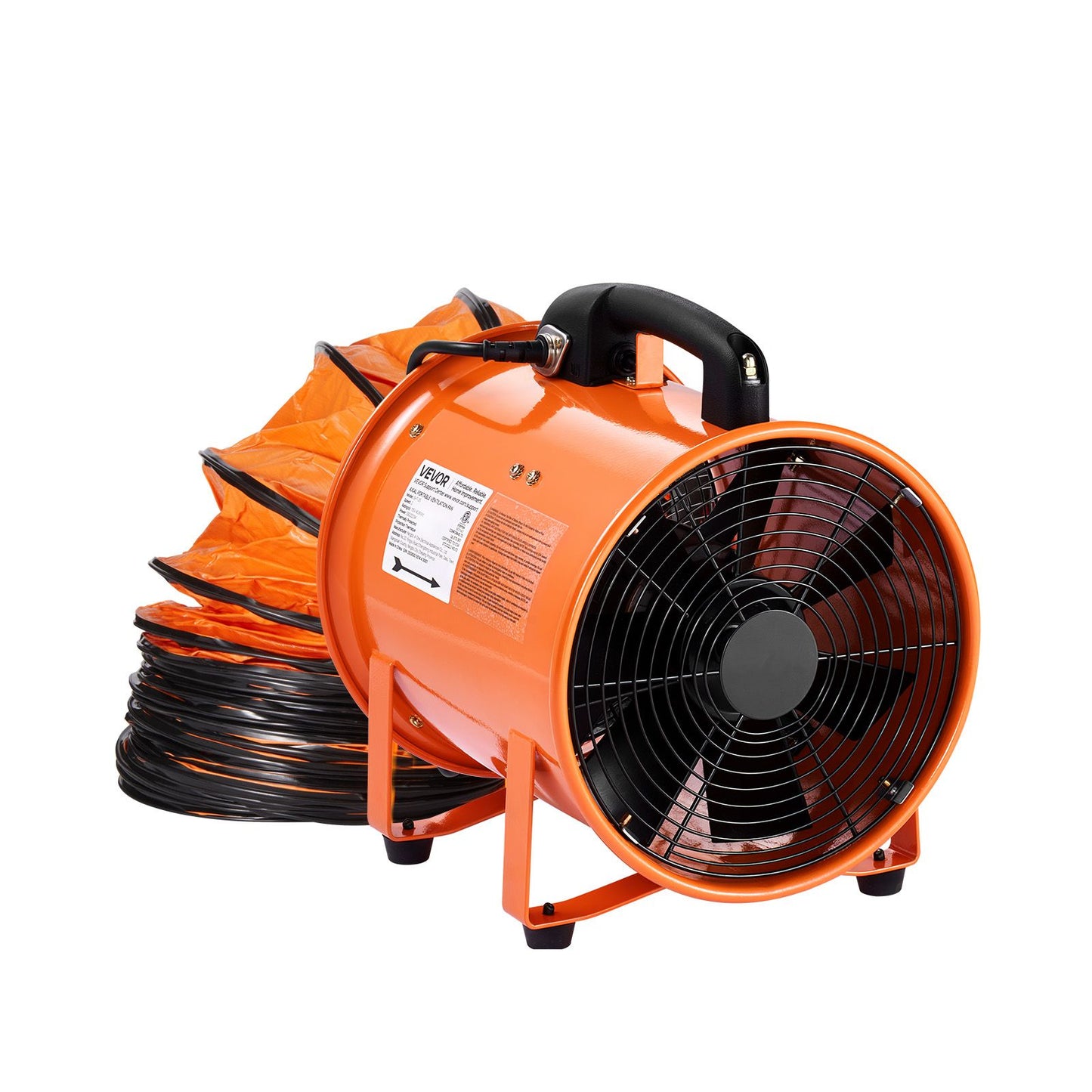 Portable Ventilator, 254mm/10inch Heavy Duty Cylinder Fan with 10m Duct Hose, 300W Strong Shop Exhaust Blower 1720CFM, Industrial Utility Blower for Sucking Dust, Smoke, Smoke Home/Workplace