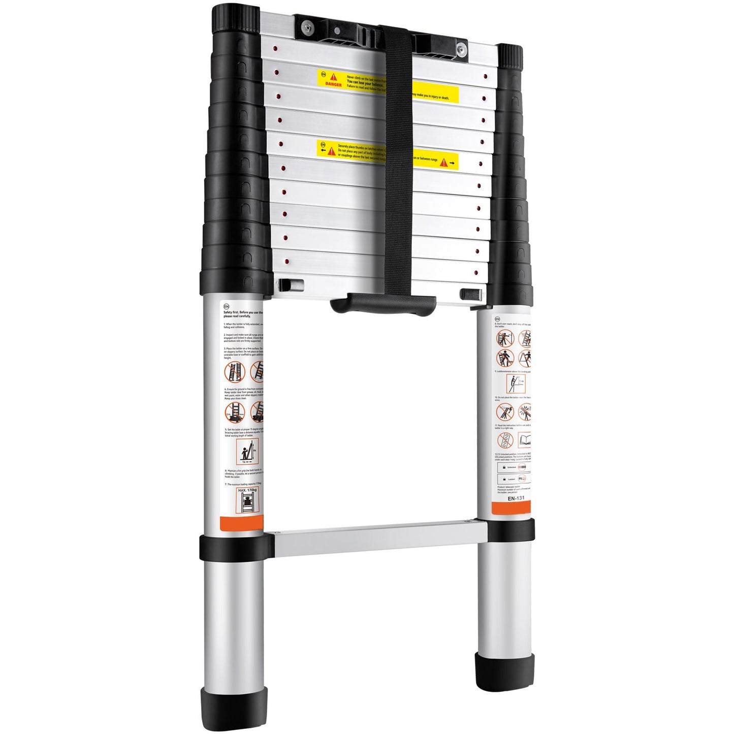 Telescoping Ladder Aluminum Extension Step 12.5 ft Multi-purpose Portable