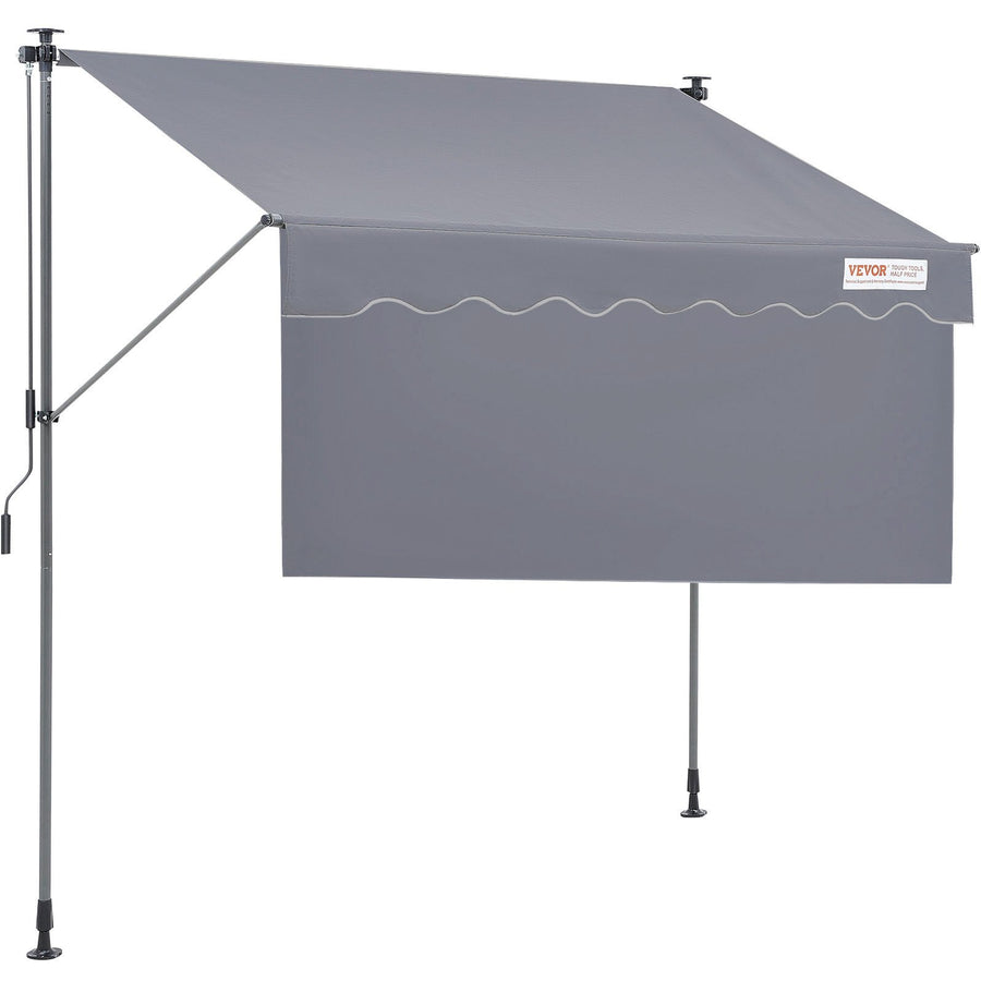 VEVOR Manual Retractable Awning, 78" Outdoor Retractable Patio Awning Sunshade Shelter, Adjustable Patio Door Window Awning Canopy with 39" Sun Shade Curtain for Backyard, Garden, Balcony