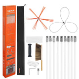 Chimney Sweep Kit, 9m Maximum Extendable Length Chimney Brush, Chimney Cleaner Sweeper with Dual Brush Heads, Brush & Goggles, Fireplace Cleaning Tool for Square, Rectangle, Arch Chimneys