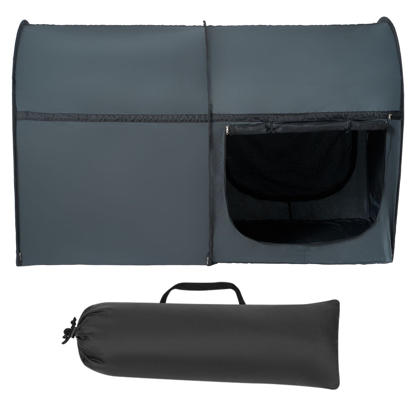 Bed Tent, Pongee Fabric, 4 Doors Breathable Dream Tent with 7 mm Fiber Poles on Bed Privacy, Full Size Block out Light Sleeping Bed Canopy, Fit for Kids Playhouse and Adults Sleeping Tent