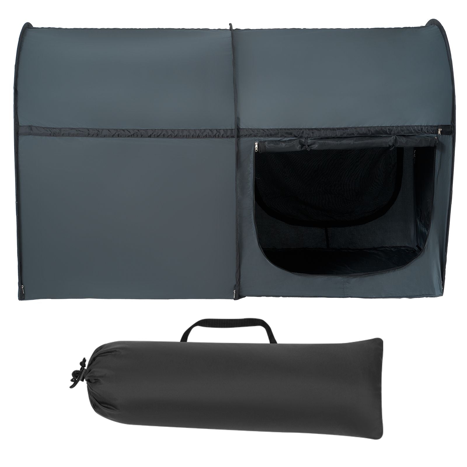 Bed Tent, Pongee Fabric, 4 Doors Breathable Dream Tent with 7 mm Fiber Poles on Bed Privacy, Full Size Block out Light Sleeping Bed Canopy, Fit for Kids Playhouse and Adults Sleeping Tent