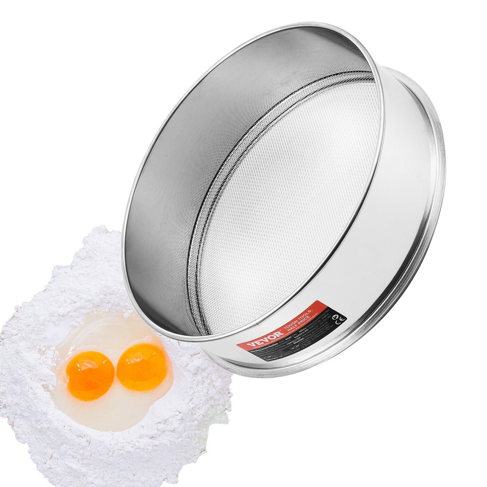Flour Sieve Fine Mesh, 12 Mesh Flour Sifter, 304 Stainless Steel Fine Mesh Sifter Food-grade, Dia. 12.6" Fine Mesh Strainers for Baking, 5 Sizes Mesh hole for Mungbean, Rice, Flour, Pearl Powder