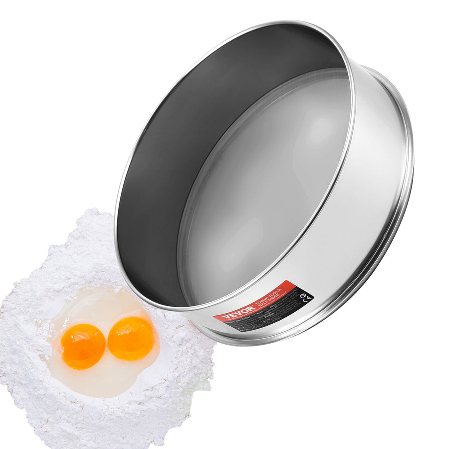 VEVOR Flour Sieve Fine Mesh, 80 Mesh Flour Sifter, 304 Stainless Steel Fine Mesh Sifter Food-grade, Dia. 12.6" Fine Mesh Strainers for Baking, 5 Sizes Mesh hole for Mungbean, Rice, Flour, Pearl Powder