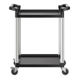 Utility Cart, 300 lbs Load Capacity, 2-tier Utility Plastic Cart with 360° Swivel Wheels (2 with Brakes), 24.4 x 16.1-inch Food Service Cart for Warehouse, Office, Home, Restaurant, Kitchen