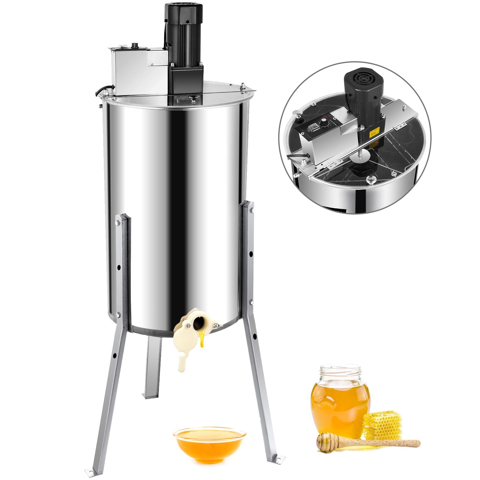3/6 Frame Electric Honey Extractor Beekeeping Stainless Steel W/ 3 Legs