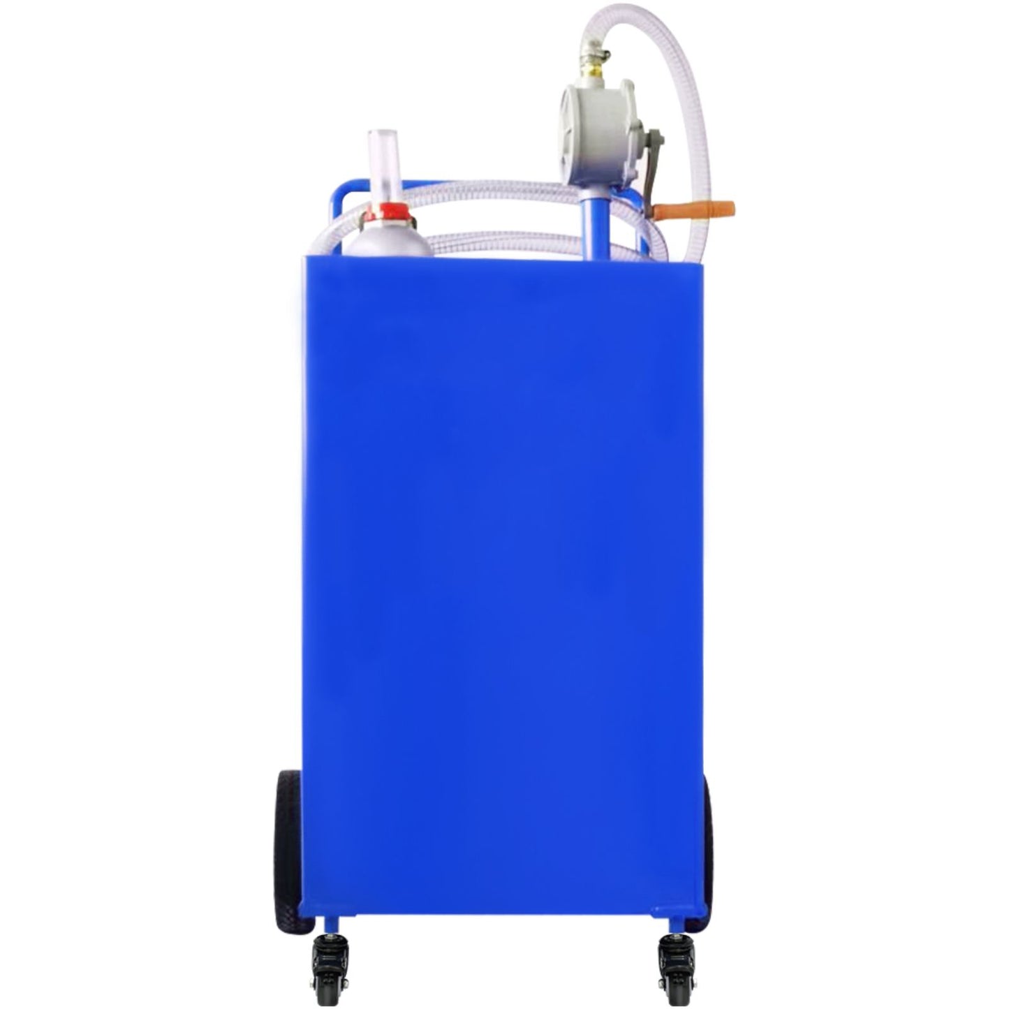 114L Fuel Caddy, Gas Storage Tank & 4 Wheels, with Manuel Transfer Pump, Gasoline Diesel Fuel Container for Cars, Lawn Mowers, ATVs, Boats, More, Blue