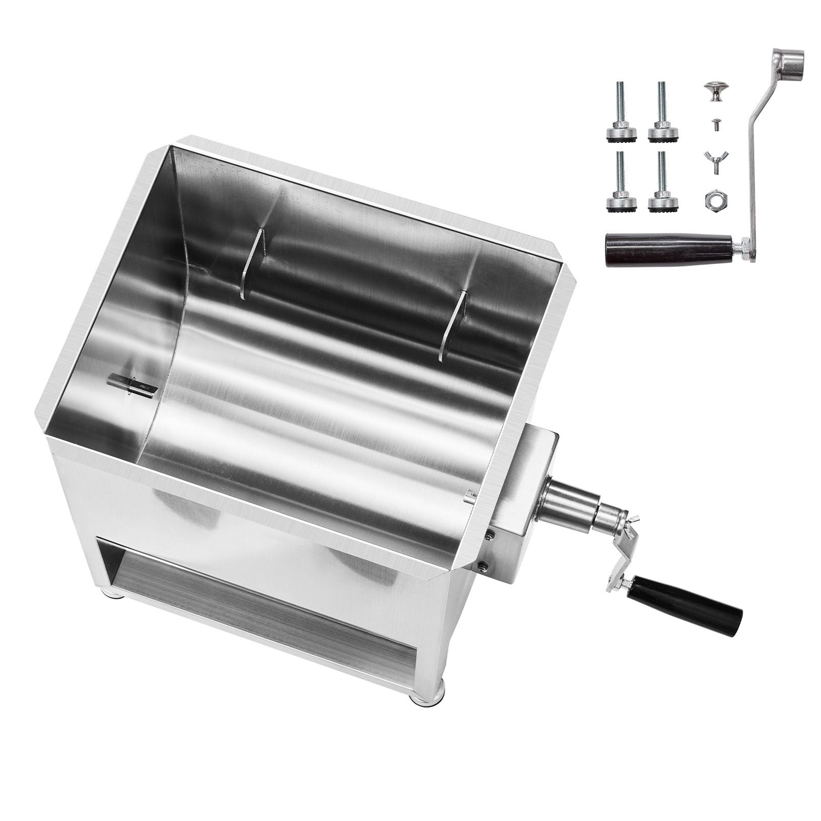 Manual Meat Mixer, 30L Fixed Tank Meat Processing Equipment(Mixing Max 30LBS for Meat), Stainless Steel Meat Mixer, Sausage Mixer Machine with Lid Handle Gear Reducer, Ground Beef Hand Mixer