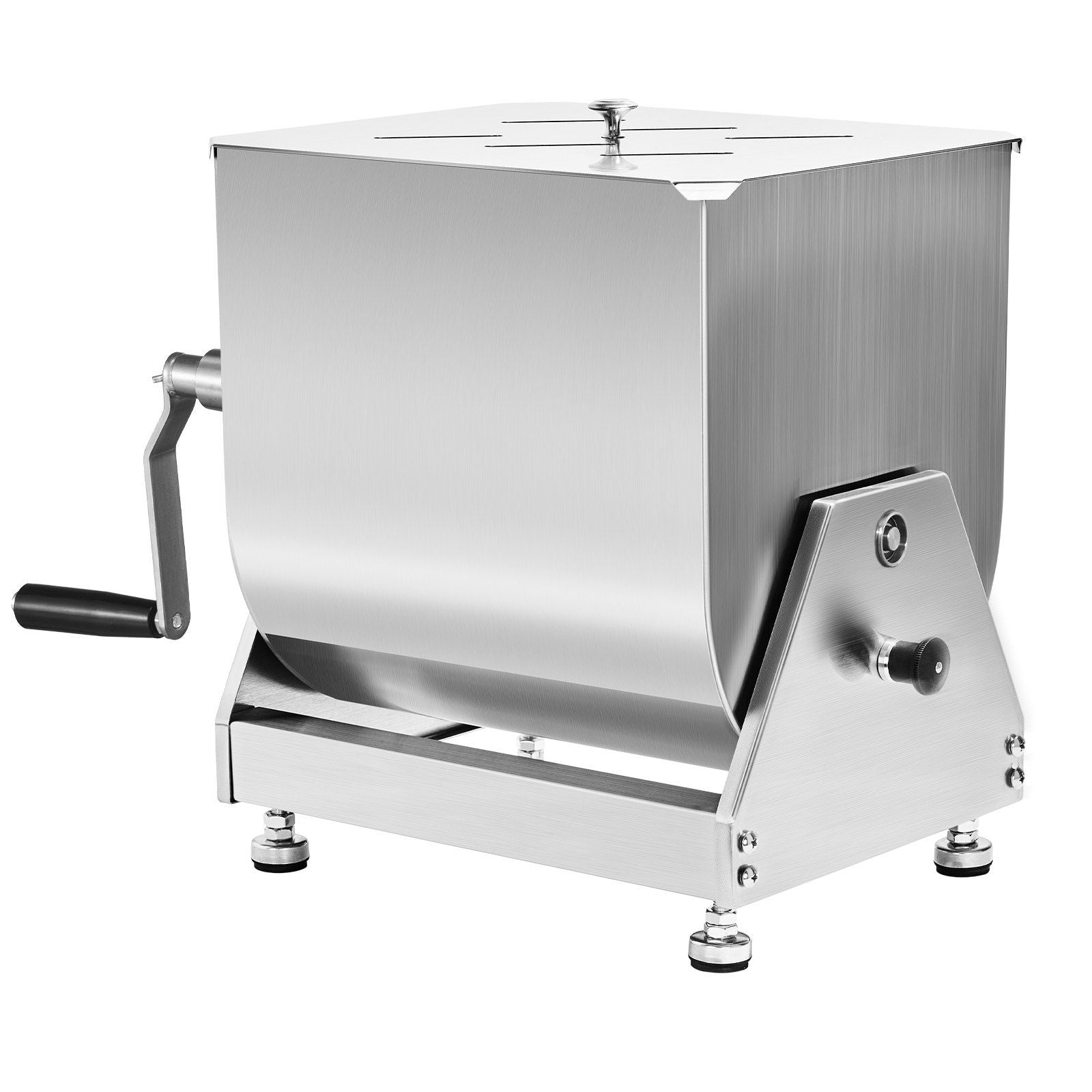 Manual Meat Mixer, 15L Tilt Tank Meat Processing Equipment(Mixing Max 15LBS for Meat), Stainless Steel Meat Mixer, Sausage Mixer Machine with Lid Handle Gear Reducer, Ground Beef Hand Mixer