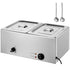 Commercial Food Warmer, 2-Pan Electric Steam Table, 1200W Professional Countertop Stainless Steel Buffet Bain Marie with 30-85°C Temp Control for Catering, Buffet, Parties, Restaurants