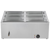 Commercial Food Warmer, 1500W Electric Stainless Steel Steam Food Warmer with Lid, 6-Pan Fast Heating Countertop Buffet Bain Marie with Soup & Perforated Ladles, for Catering, Restaurant, Party