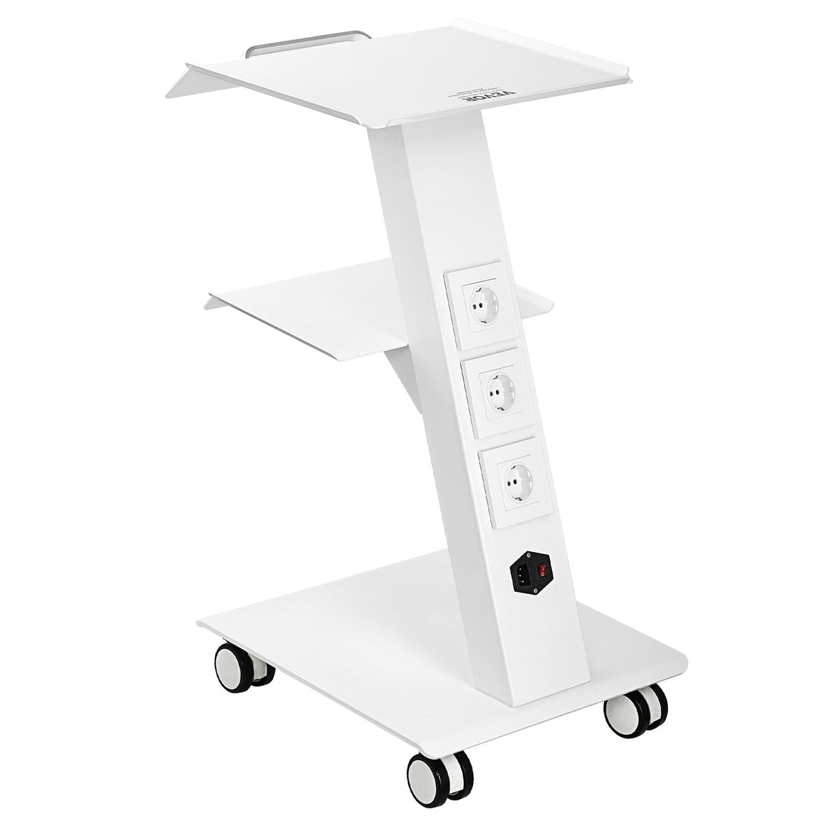 Trolley Cart Dental Lab Mobile Rolling Serving Cart 3 Layers with Socket