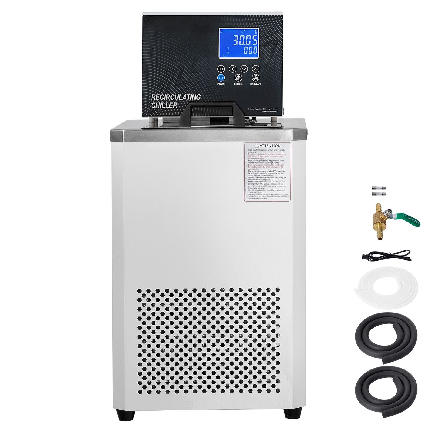 Laboratory Chiller Circulator, 6L Chiller Lab Low Temperature Cooling Liquid, 23°F-212°F Circulator Pump Chiller, LCD Display, 304 Stainless Steel Water Bath Recirculating Water Cooling Chiller