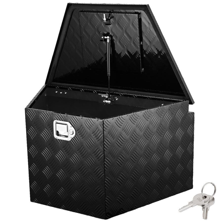 VEVOR Trailer Tongue Box, Aluminum Alloy Diamond Plate Tongue Box Tool Chest, Heavy Duty Trailer Box Storage with Lock and Keys, Utility Trailer Tongue Box for Pickup Truck, RV, Trailer,33"x19"x18"