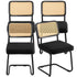 Rattan Chairs, Set of 4, Mid Century Modern Dining Chair, Upholstered Velvet Accent Chair with Rattan Back, Retro Dining Room Kitchen Chair for Living Room, Bedroom, Reading Room, Office, Black