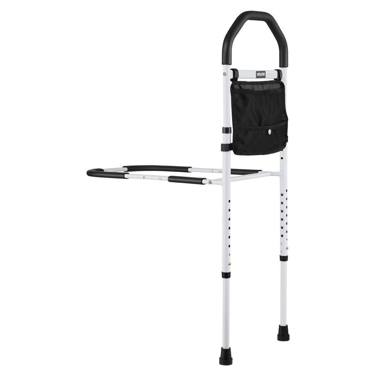 Bed Rail for Elderly, Bedside Assist Rails with Supporting Leg and PU Handrail, Adjustable Height Carbon Steel Pipe Bedside Cane, Bed Bars for Seniors & Patients, Fits King, Queen, Full, Twin
