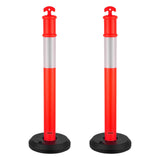 2 Pack Traffic Delineator Posts, 1140 mm Traffic Safety Cones with Fillable Base and Reflective Strips, Heavy Duty Delineator Posts for Construction Site, Parking Lot, Crowd Control, Red