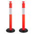 2 Pack Traffic Delineator Posts, 1140 mm Traffic Safety Cones with Fillable Base and Reflective Strips, Heavy Duty Delineator Posts for Construction Site, Parking Lot, Crowd Control, Red