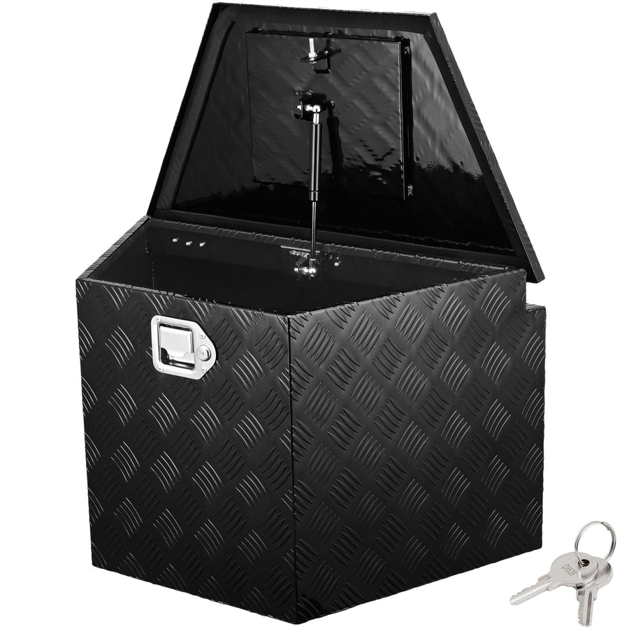 VEVOR Trailer Tongue Box, Aluminum Alloy Diamond Plate Tongue Box Tool Chest, Heavy Duty Trailer Box Storage with Lock and Keys, for Pickup Truck, RV, Trailer, 737 x 410 x 460 mm/29x16.5x18inch
