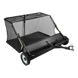 Tow Behind Lawn Sweeper, 122cm Pull Behind Yard Sweeper, 26 cu. ft Hopper Bag Capacity, Leaf & Grass Collector with Dumping Rope, Adjustable Sweeping Height, Garden Sweepers for Lawn Farm