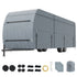 Travel Trailer Cover, 9.1-9.8m RV Cover, 4-Layer Non-Woven Fabric Camper Cover, Waterproof, Windproof And Wear-Resistant Class A RV Cover, Rip-Stop Camper Cover with Storage Bag and Patches