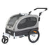 Dog Bike Trailer, Supports up to 40 kg, 2-in-1 Pet Stroller Cart Bicycle Carrier, Easy Folding Cart Frame with Quick Release Wheels, Universal Bicycle Coupler, Reflectors, Flag, Black/Gray