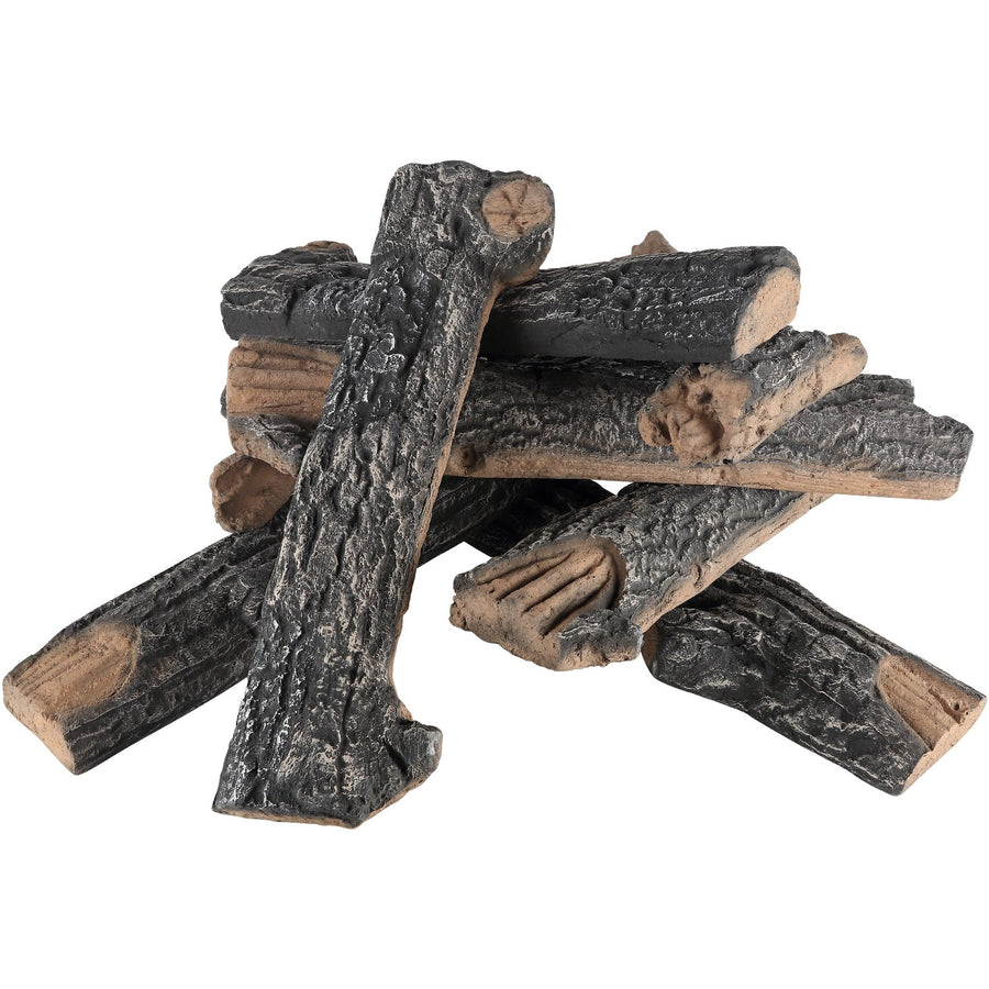 VEVOR 8 Pcs Oak Logs, Gas Fireplace Ceramic Logs for Fire place, Heat-Resistant Wood Log Gas Realistic Logs, Stackable Wood Branches for Gas Fireplace, Firebowl Indoor or Outdoor