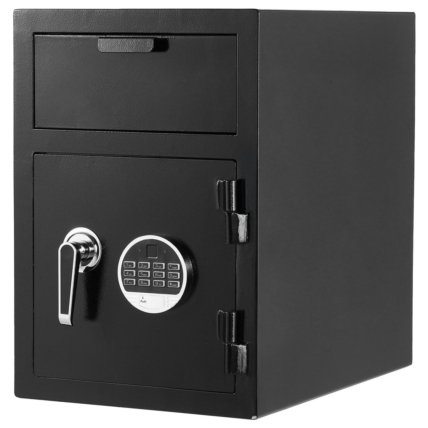 1.2 Cubic Feet Drop Safe, Large Capacity Front Drop Slot Safe Box with Digital Keypad, Heavy Duty 2 Tiers Cash Depository Box with Spare Keys for Cash, Bank Slip, Jewelry, Document, Bill, Black