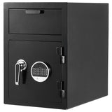 1.2 Cubic Feet Drop Safe, Large Capacity Front Drop Slot Safe Box with Digital Keypad, Heavy Duty 2 Tiers Cash Depository Box with Spare Keys for Cash, Bank Slip, Jewelry, Document, Bill, Black