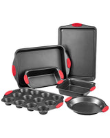 Baking Pan Set 6-Piece Nonstick Carbon Steel Set with Silicone Handles
