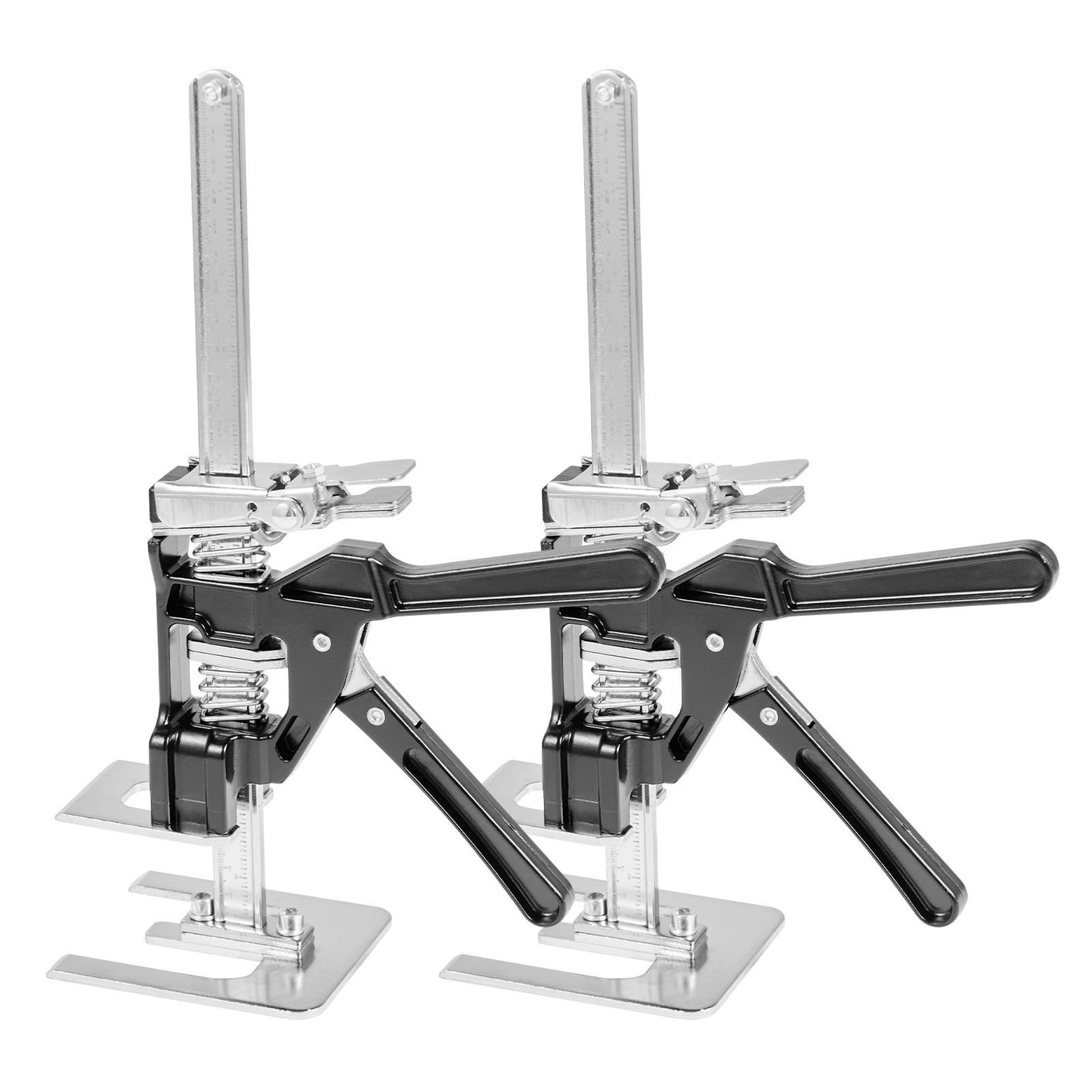 Labor Saving Arm Jack, 2 PCS 200 kg Bearing Capacity, Lifting up to 165 mm, Metal Hand Lifting Jack Tool with Magnetic Level, 2 Adjustment Modes, for Door, Window, Furniture, Woodworking, Black