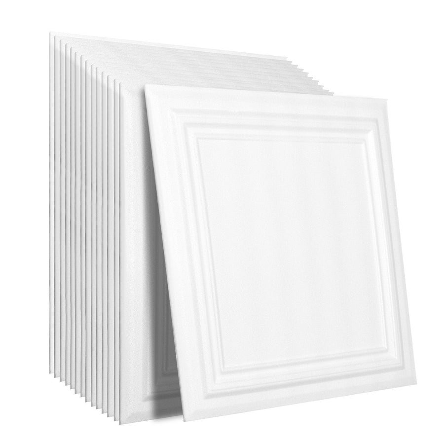 Ceiling Tiles, 16-Pack 20 x 20 in, Drop Ceiling Tiles Premium Polystyrene Sheet, Easy Installation/ Cutting Plastic Glue-up Ceiling Tile, Basement Ceiling Covering for Home/Office Decoration