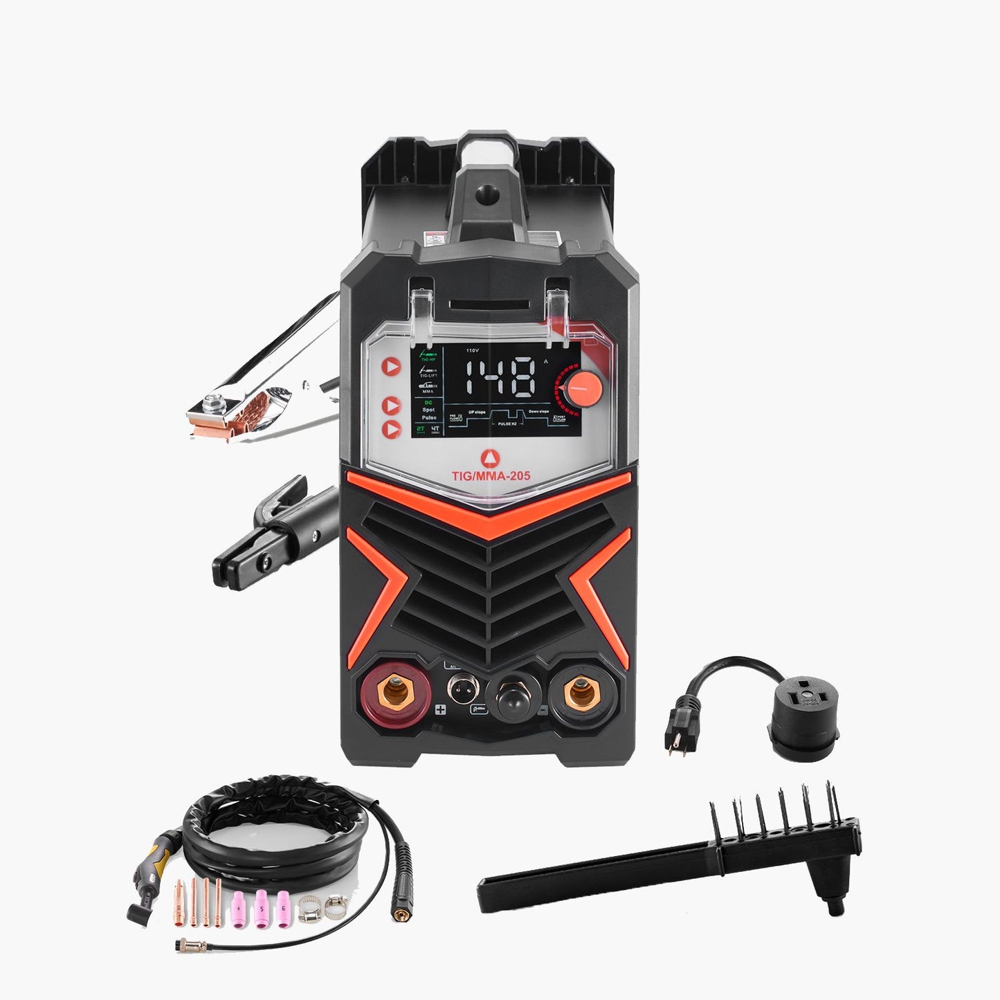 TIG Welder, 205A 3-In-1 Welding Machine (Large LED Display)- DC TIG/DC Pulse TIG/MMA(Stick), Electric Welder with IGBT Inverter High-Frequency Start