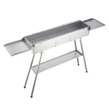 Foldable Charcoal Grill, 0.16 m² Portable Charcoal Barbecue Grill with Liftable Charcoal Tray & Side Tables, Brushed Stainless Steel BBQ Cooking Grills for Outdoor Camping Backyard Parties