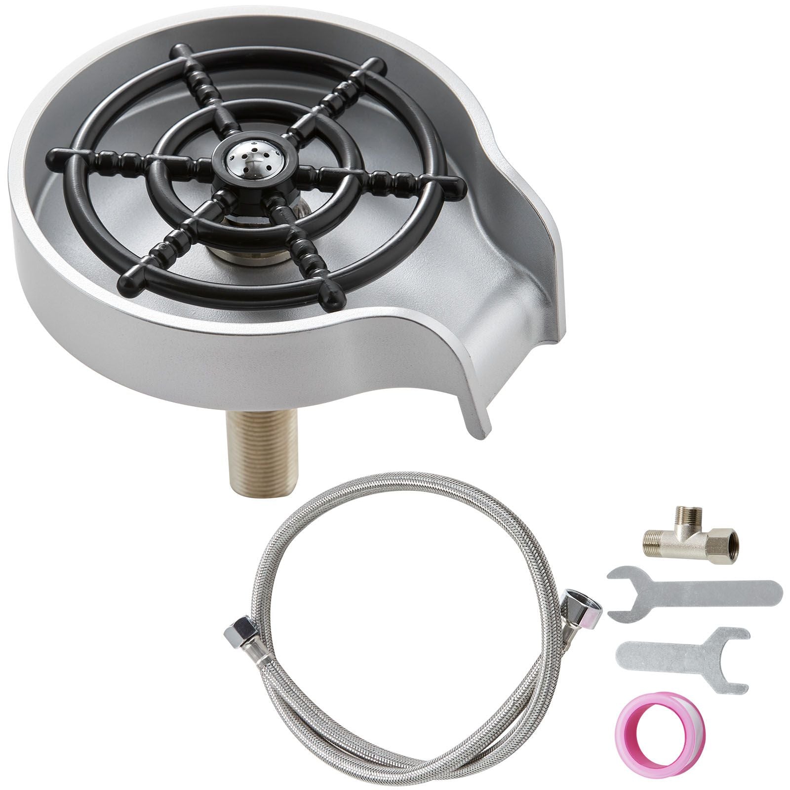 Glass Rinser 10 Spraying Jets 360° Rotating ABS Cup Washer & Cup Holder