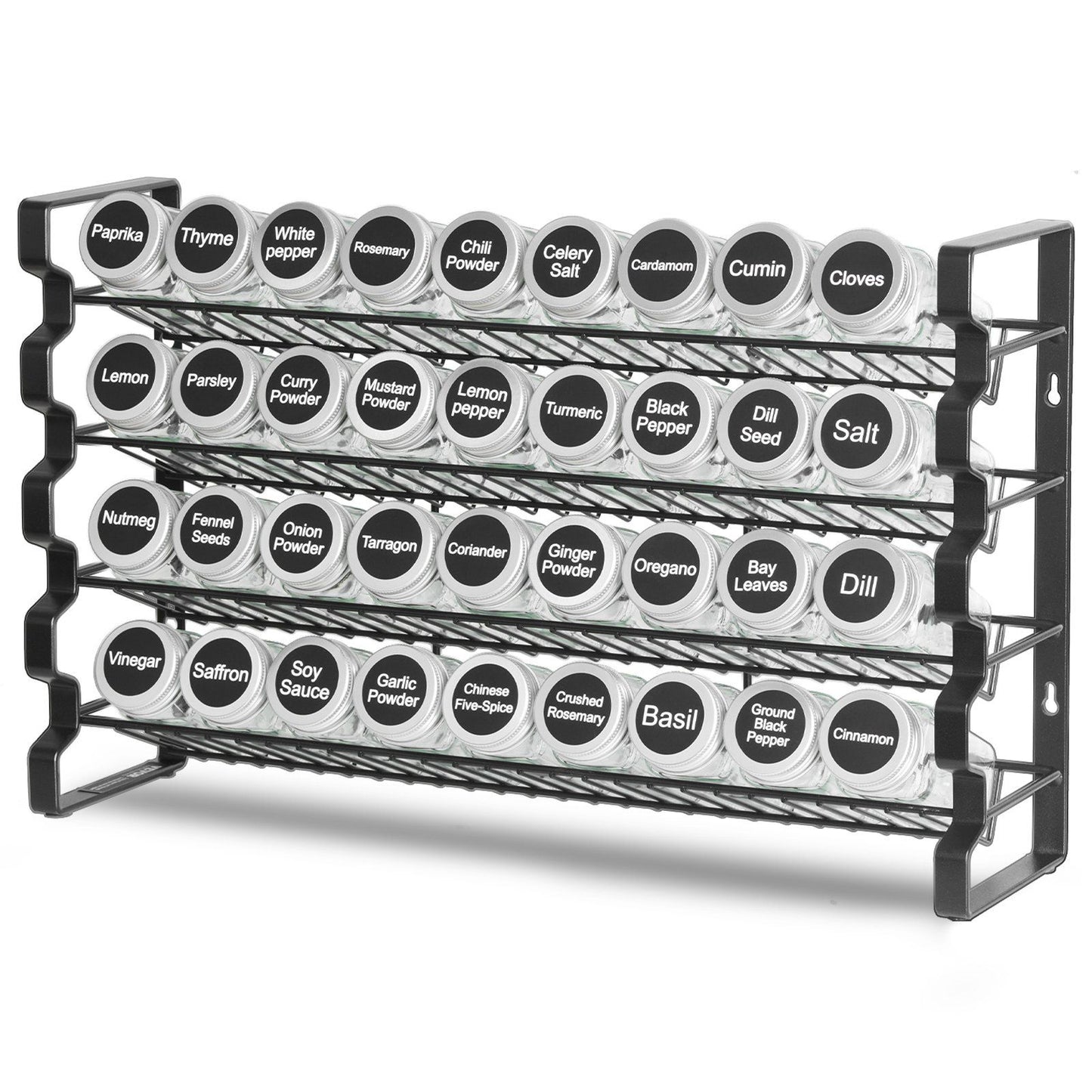 Spice Rack Organizer for Cabinet, Spice Organizer with 36 Empty Spice Jars, Lids, Spice Labels, and Funnel Complete Set, Seasoning Organizer for Countertop, Kitchen, Pantry, Cupboard, 18x11 in