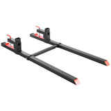 Pallet Forks, 907 kg Clamp on Pallet Forks, 149 cm Total Length Heavy-Duty Tractor Fork with Adjustable Stabilizer Bar for Tractor Attachments, Loader Bucket, and Skid Steer, Black