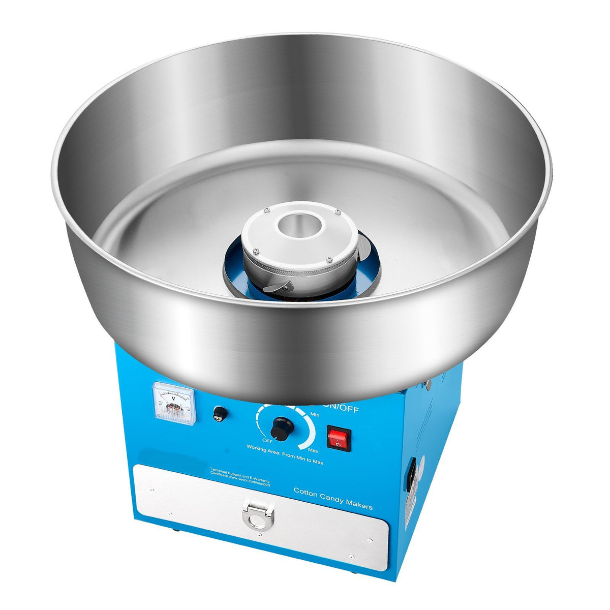 Electric Cotton Candy Machine, 1000W Commercial Candy Floss Maker with 52cm in Stainless Steel Bowl, Sugar Scoop, and Drawer, Easy Home Use, Perfect for Kids Birthday, Family Party, Blue