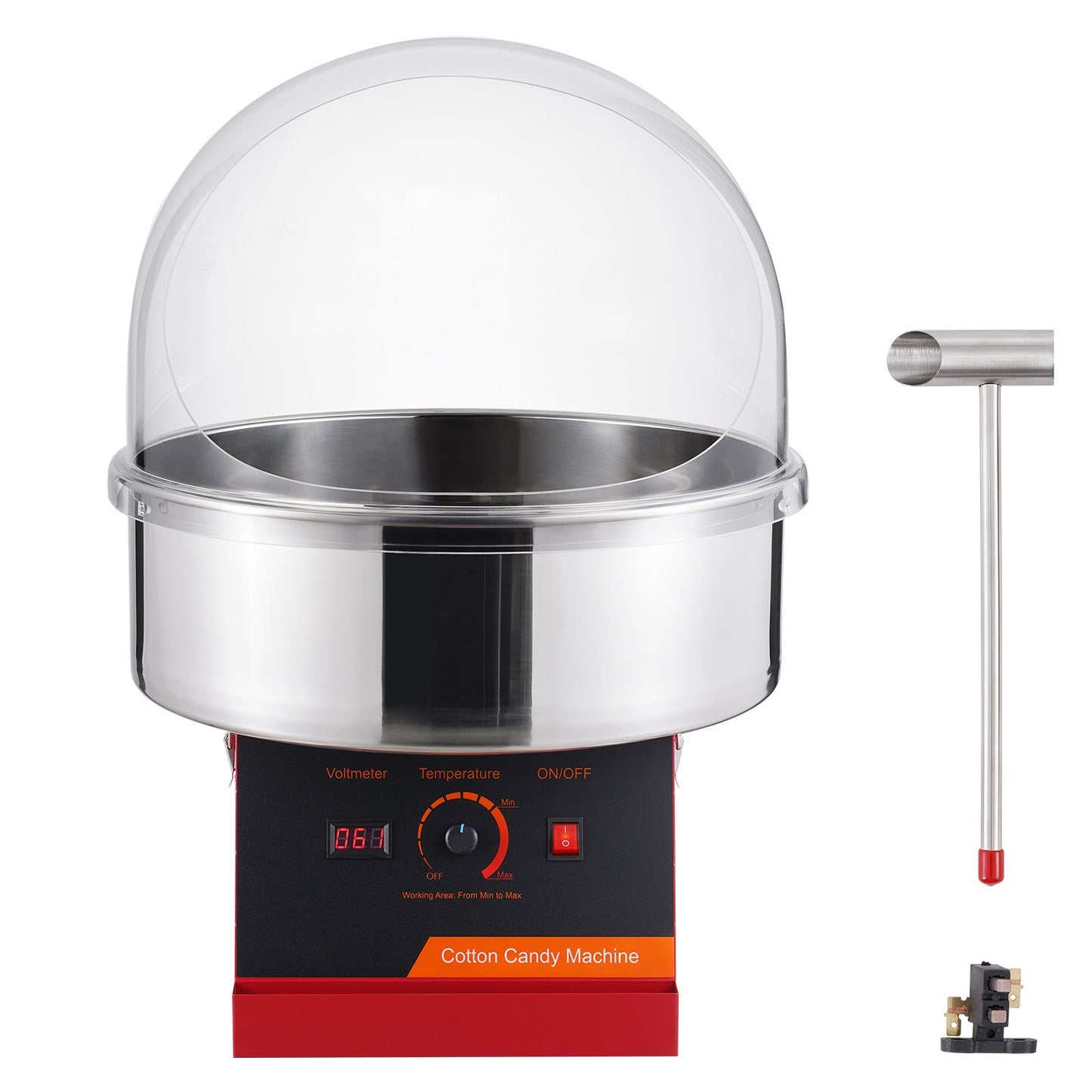 Electric Cotton Candy Machine, 1000W Candy Floss Maker, Commercial Cotton Candy Machine with Cover, Stainless Steel Bowl, and Sugar Scoop, Perfect for Home Kids Birthday, Family Party (Red)